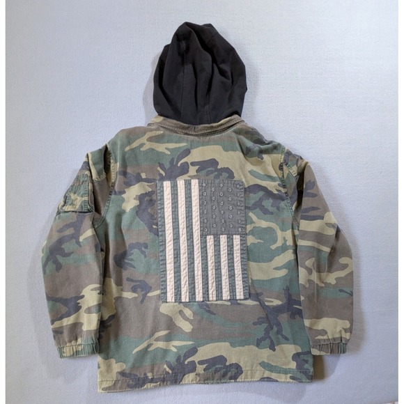 Alpha Industries Fortitude Americana Field Jacket XL Camo Flag Patch Zip Hood - Picture 1 of 13